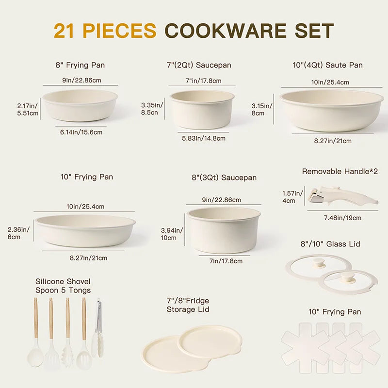 Astercook Nonstick Ceramic Cookware Set With Sensor Handles