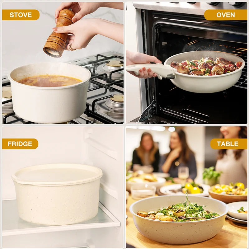 Astercook Nonstick Ceramic Cookware Set With Sensor Handles