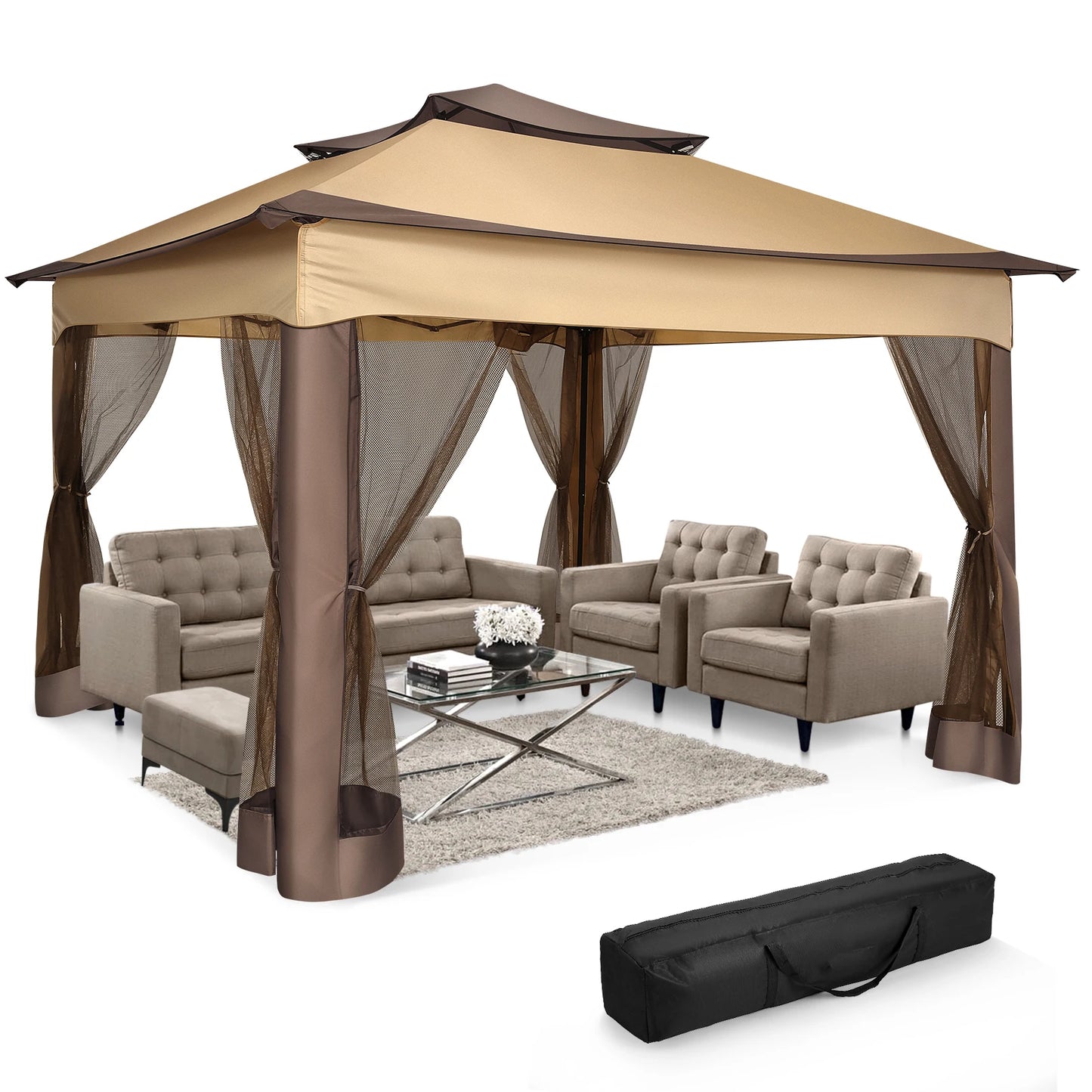 Pop Up Gazebo With Mosquito Netting For Outdoor Patio