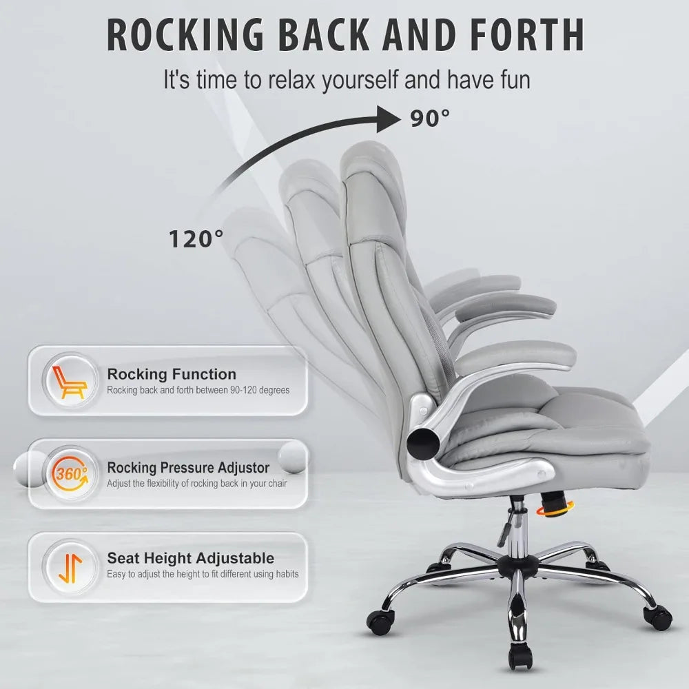 Executive Ergonomic Office Chair With PU Leather Lumbar Support AdjustabilityMechanism