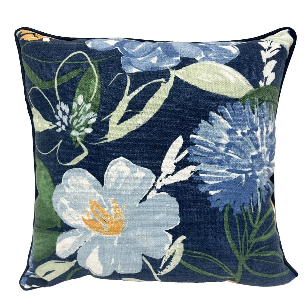 Blue Floral Outdoor Throw Pillow for Stylish Decor