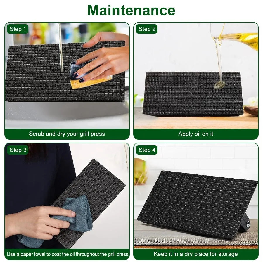 Two Pack Cast Iron Grill Press With Wood Handle Preseasoned