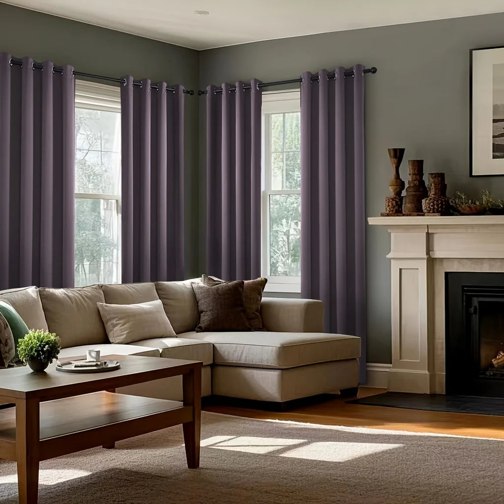 Four Piece Perforated Blackout Curtain Set With Sound Insulation