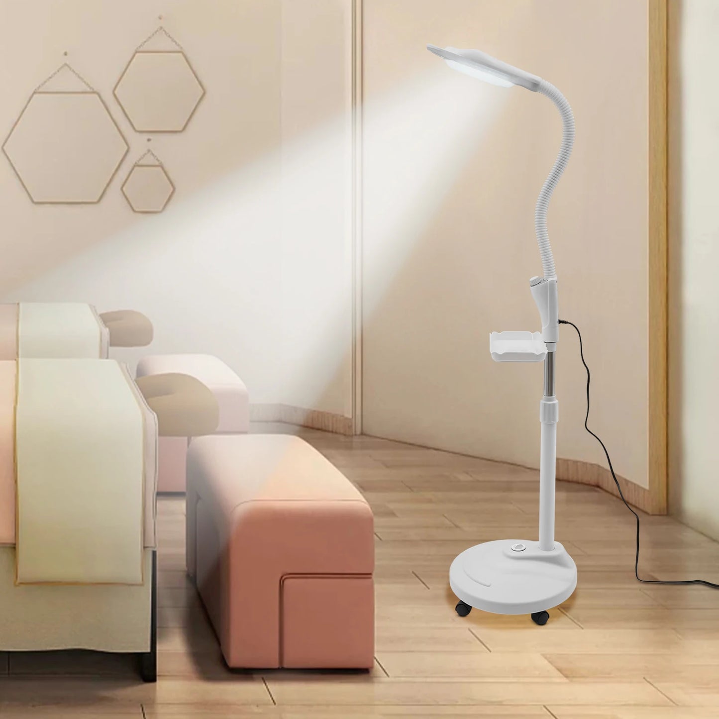 16X Magnifying LED Floor Stand Lamp with Adjustable Height and Brightness for Tattoo and Beauty Salon Use 58W