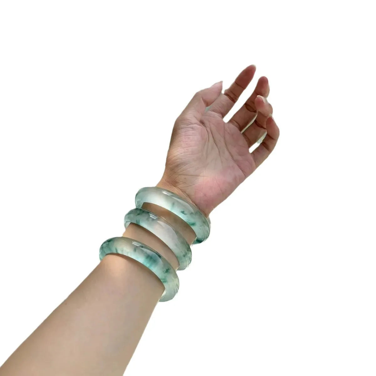 Dulong Jade Ice Floating Flower Bracelet Jadeite Quartzite Jewelry