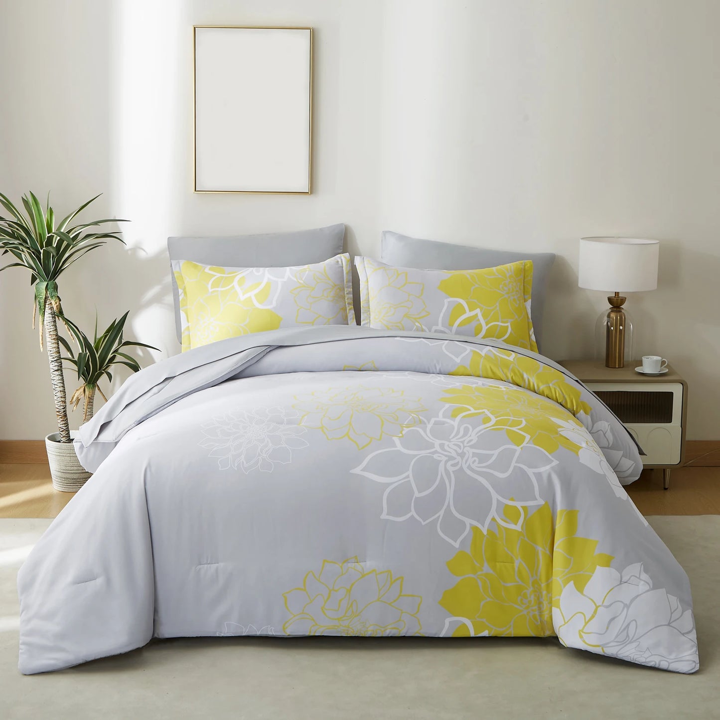 Floral Reversible Comforter Bedding Set With Sheets And Shams
