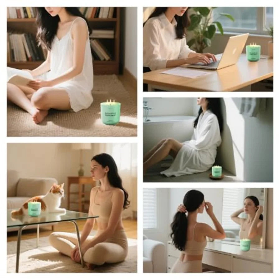 Eucalyptus Peppermint Scented Candle For Home Aromatherapy