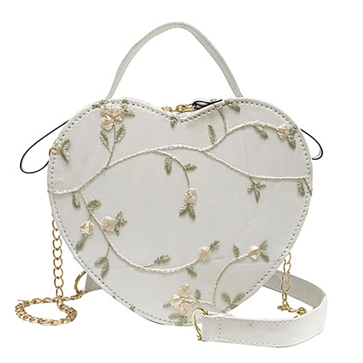 Girls PU Leather Crossbody Bag With Lace Flower Pattern