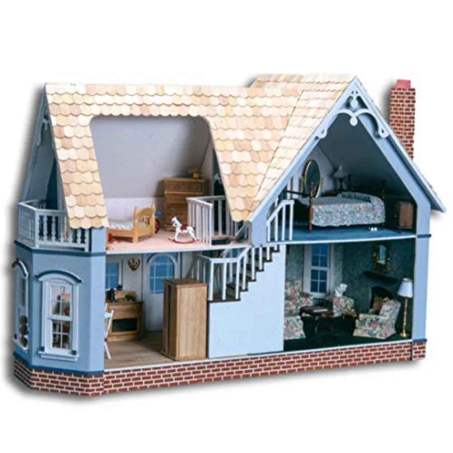 Maglia Unfinished Wood Dollhouse Kit With Farmhouse Design
