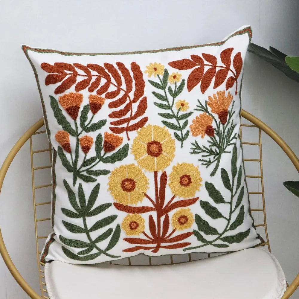 Set Of 2 Embroidered Decorative Throw Pillow Covers For Sofa
