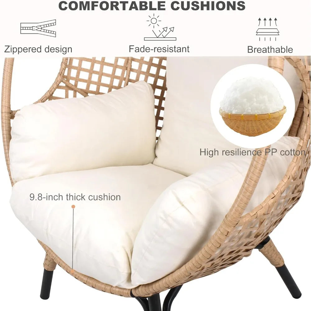 Wicker Egg Chair Rattan Indoor Outdoor Lounge With Cushion