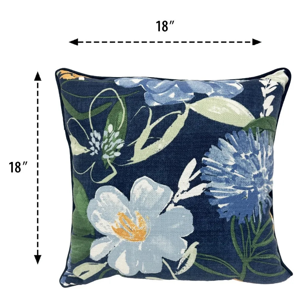 Blue Floral Outdoor Throw Pillow for Stylish Decor