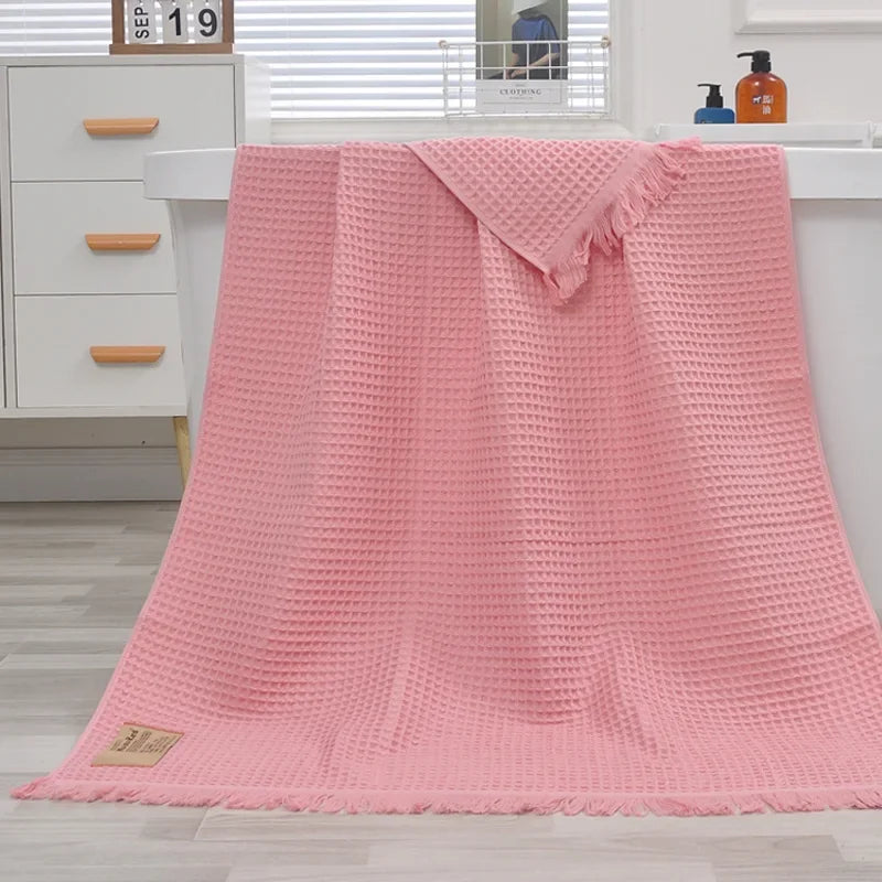 Organic Cotton Waffle Bath Towels For Adults And Guests
