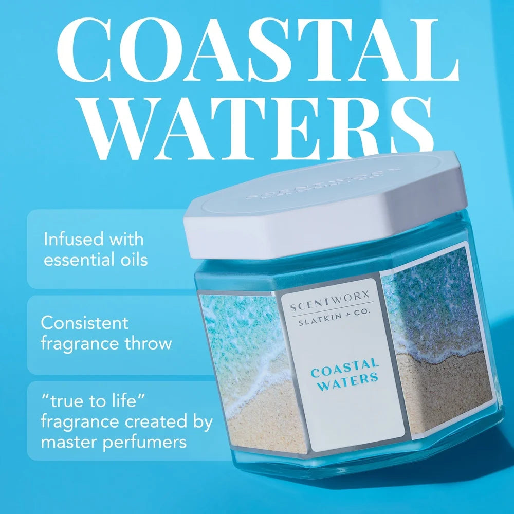 Coastal Waters Scented Candle Home Fragrance 3 Wick Jar