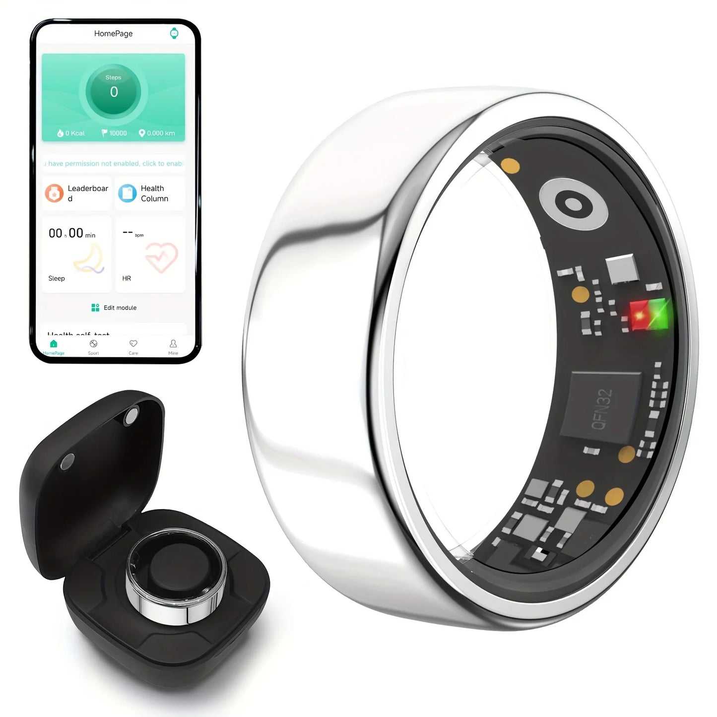 Smart Ring Health Tracker With Heart Rate SpO2 Temperature