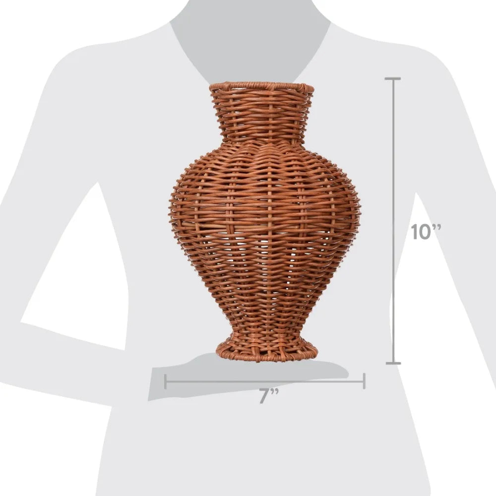 Woven Faux Rattan Indoor Vase For Home Decor Display