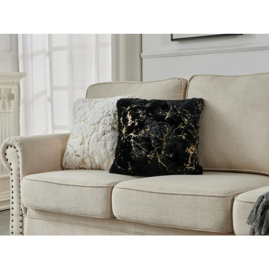 Luxurious Chinchilla Faux Fur Decorative Pillow Gilded