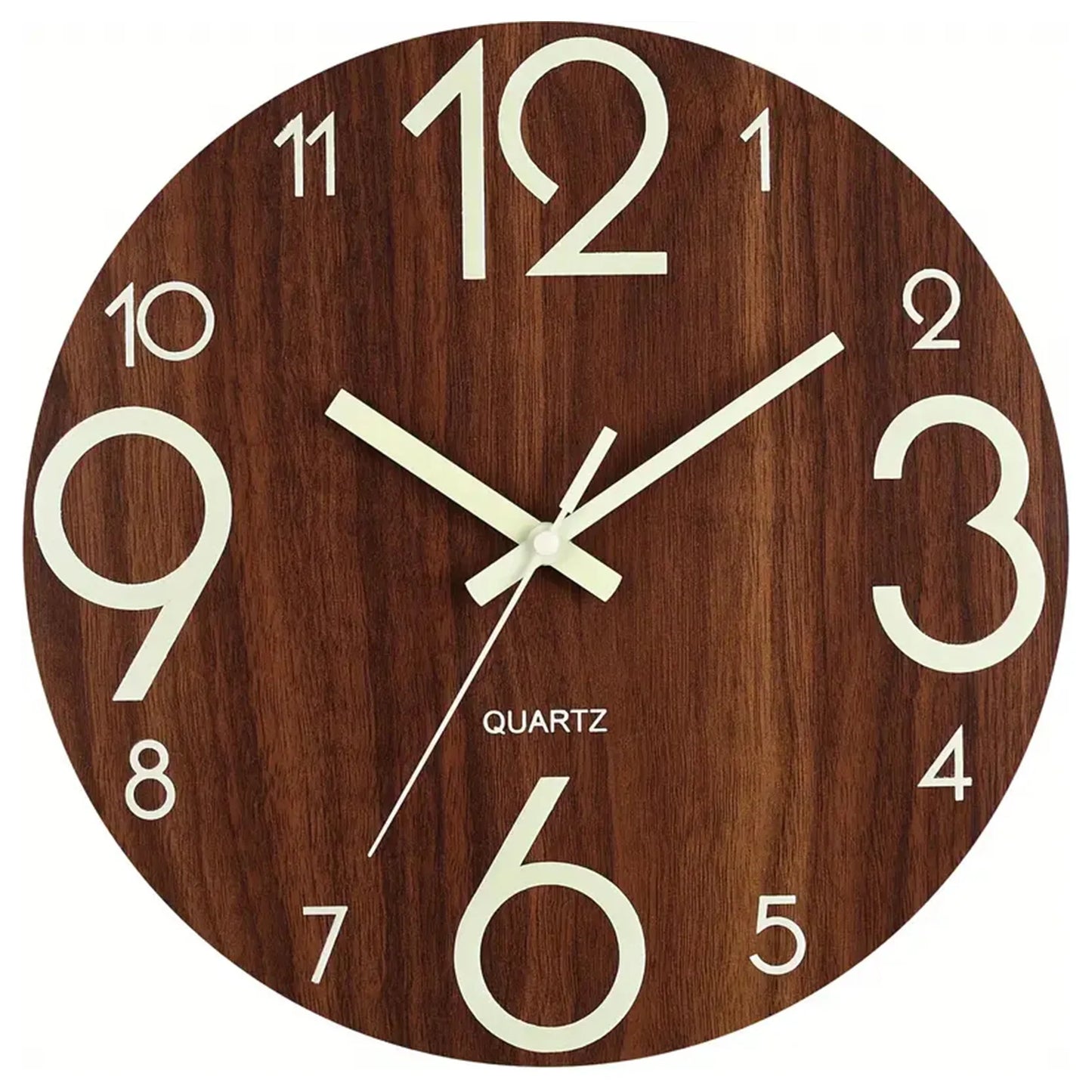 Glow In The Dark Wooden Wall Clock Silent Non Ticking