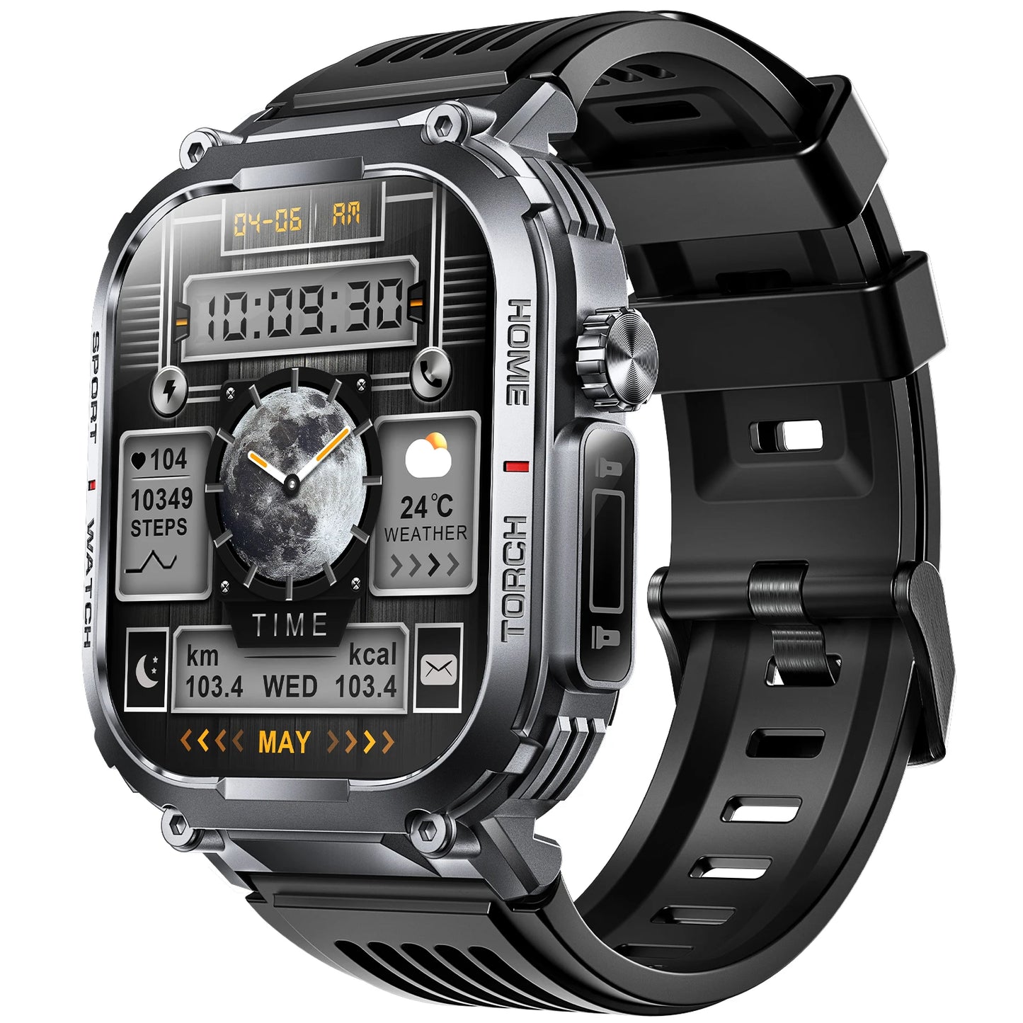 Smart Watch With Compass And LED Flashlight For Fitness Tracking