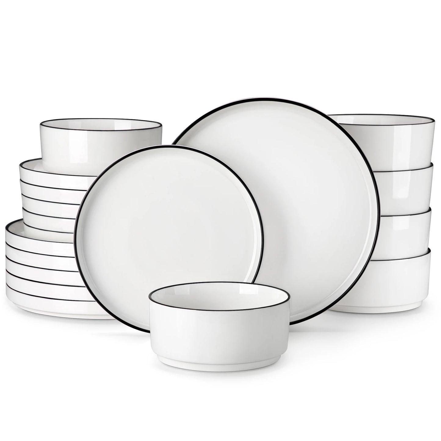 Malacasa Ceramic Dinnerware Set Rimmed Plates And Bowls