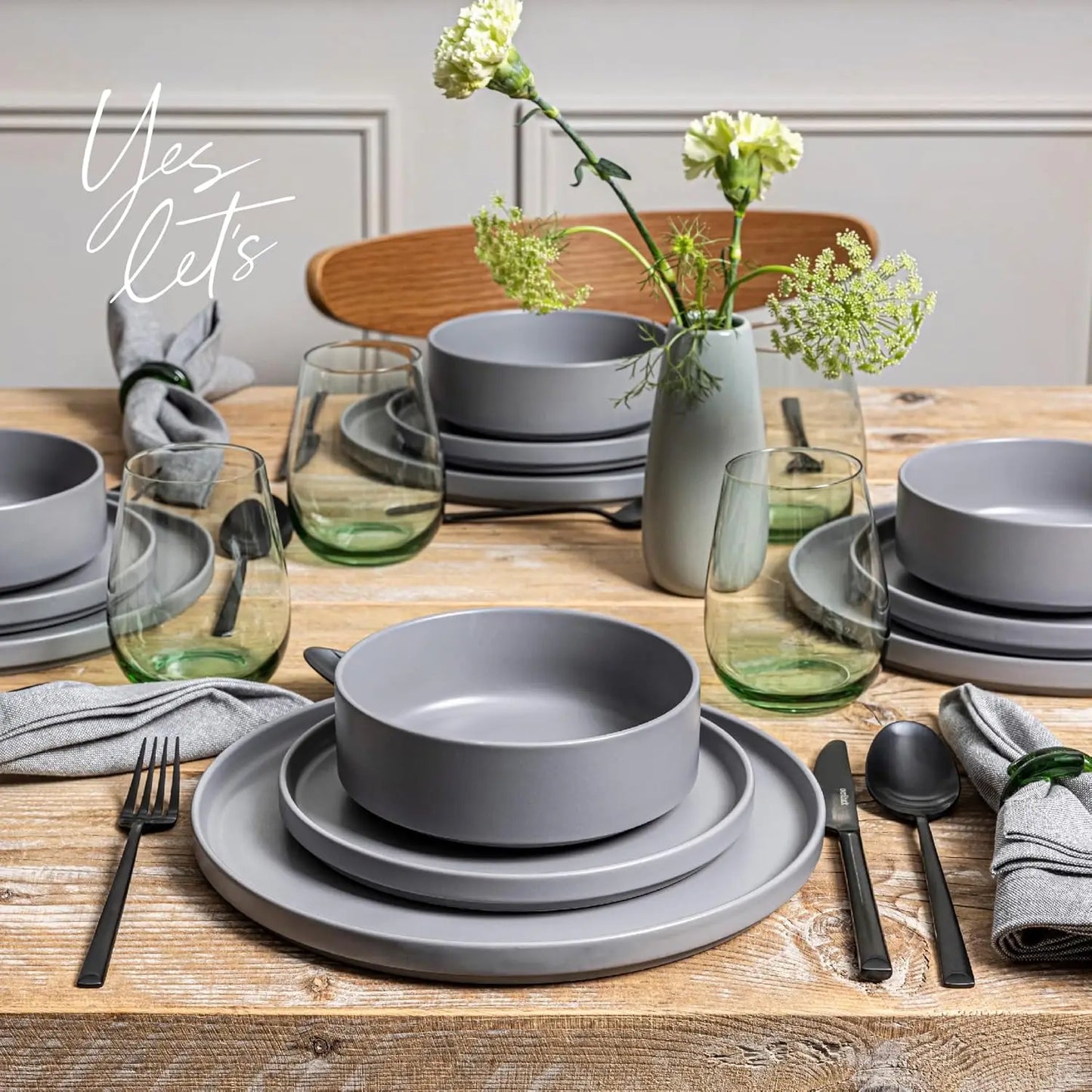 Stackable Stoneware Dinnerware Set With Plates And Bowls