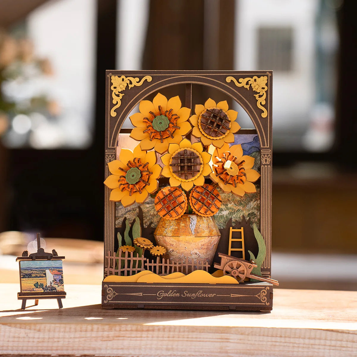 ROWOOD 3D Wooden Puzzle with LED Flower Display Tabletop