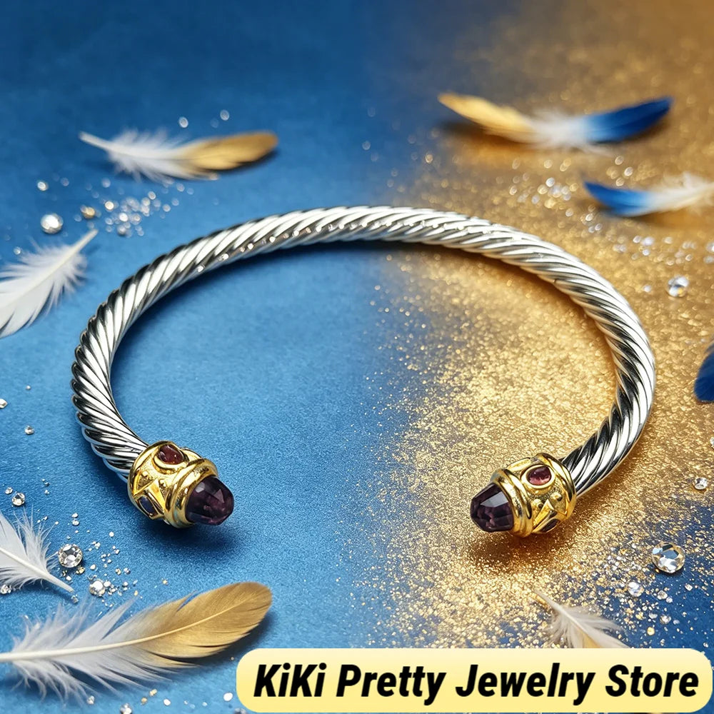 Sterling Silver Zircon Bracelet For Lovers With Elegant Design