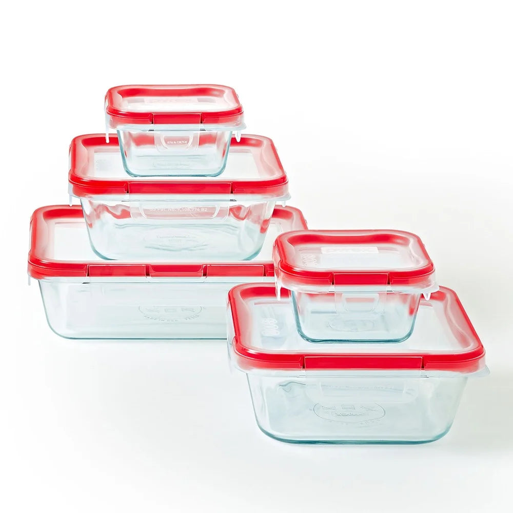 Airtight Glass Food Storage Set Leak Proof Microwave Safe