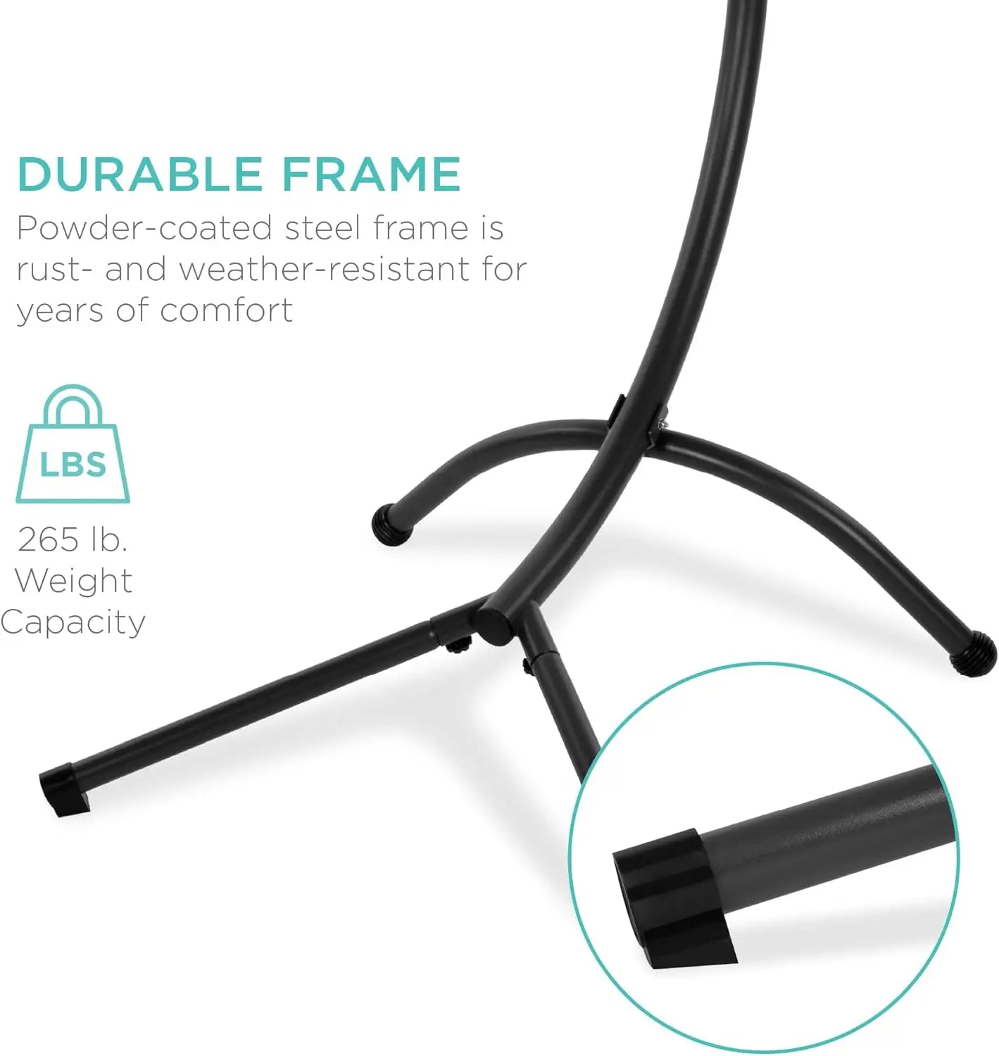 Outdoor Hanging Curved Steel Lounge Chair with Canopy and Pillow