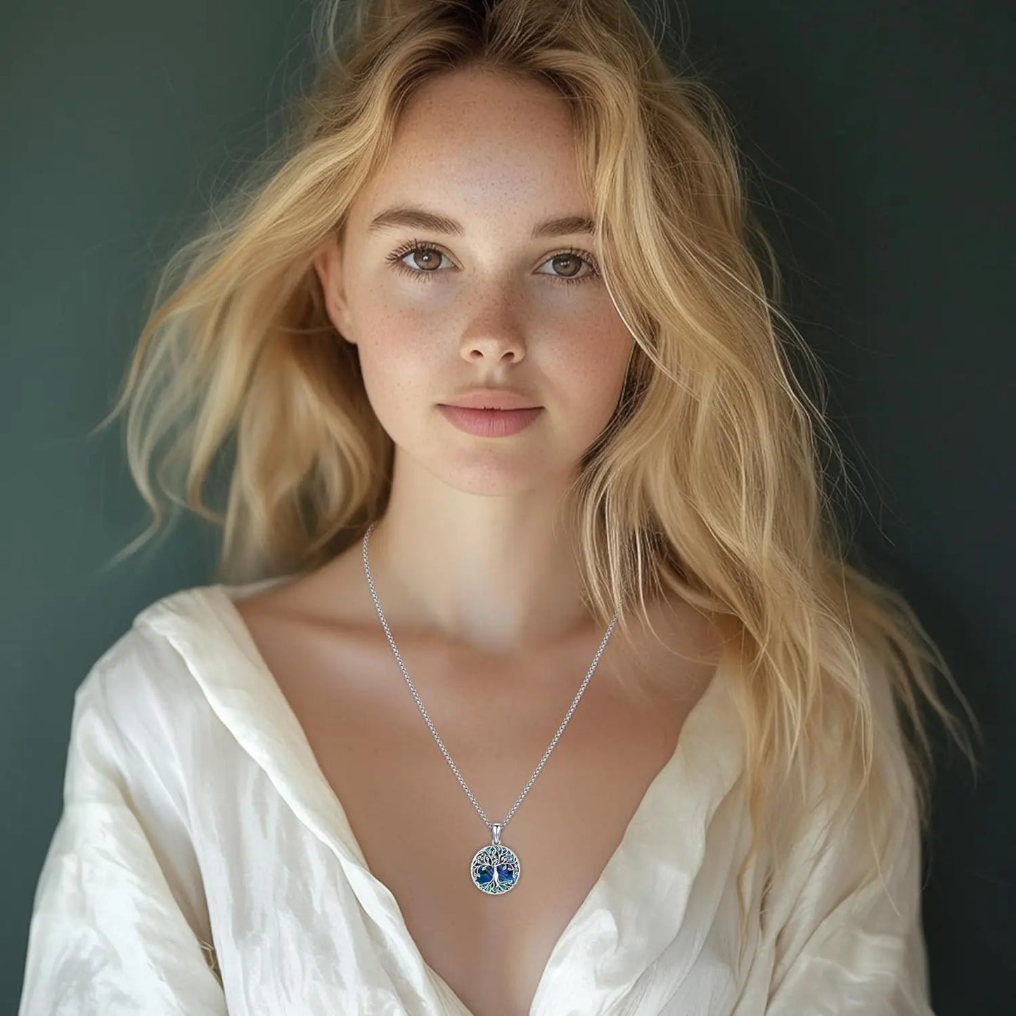 Tree of Life Necklace 925 Sterling Silver Tree of Life Abalone Shell Jewelry Gifts for Women Men Birthday Christmas Holiday