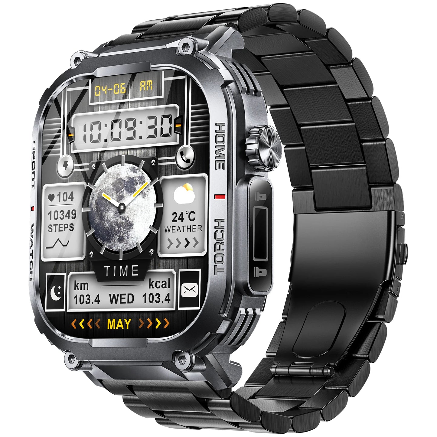 Smart Watch With Compass And LED Flashlight For Fitness Tracking