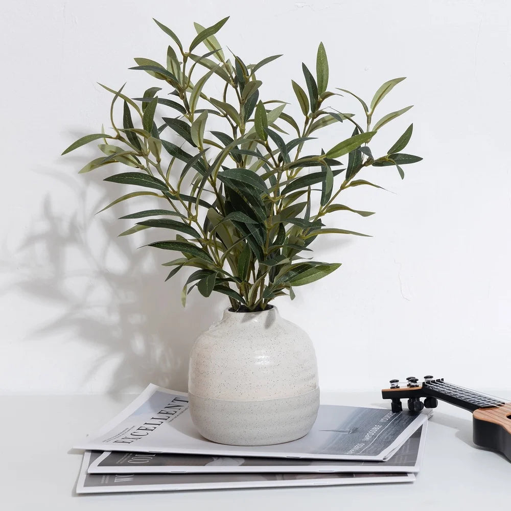 Artificial Olive Plant In Ceramic Vase Tabletop Decor