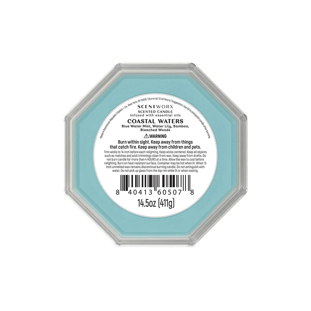 Coastal Waters Scented Candle Home Fragrance 3 Wick Jar