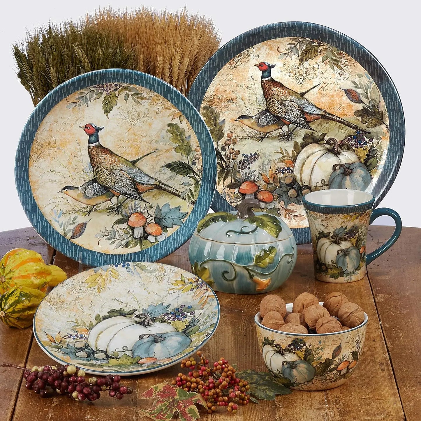 Harvest Gatherings Ceramic Dinnerware Set Service For Four