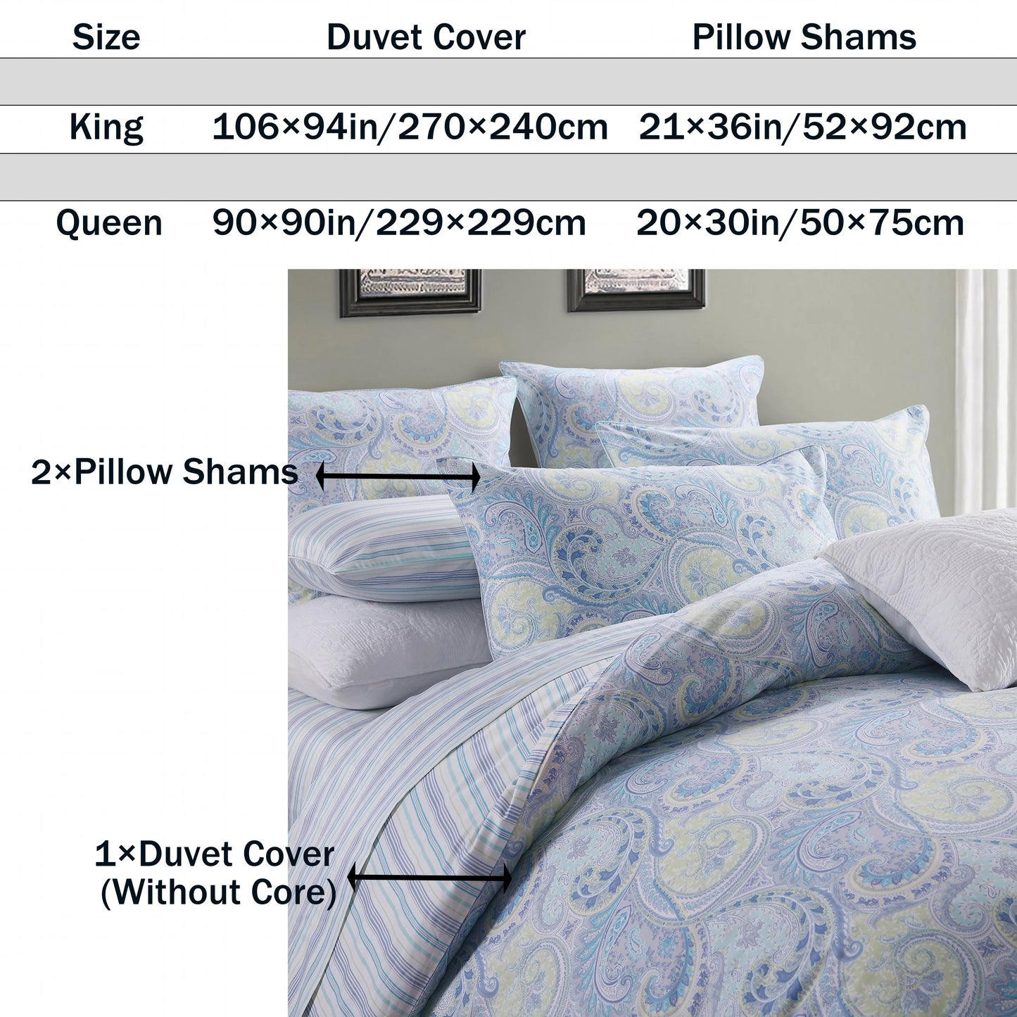 Egyptian Cotton Duvet Cover Set 600TC Soft Paisley Damask