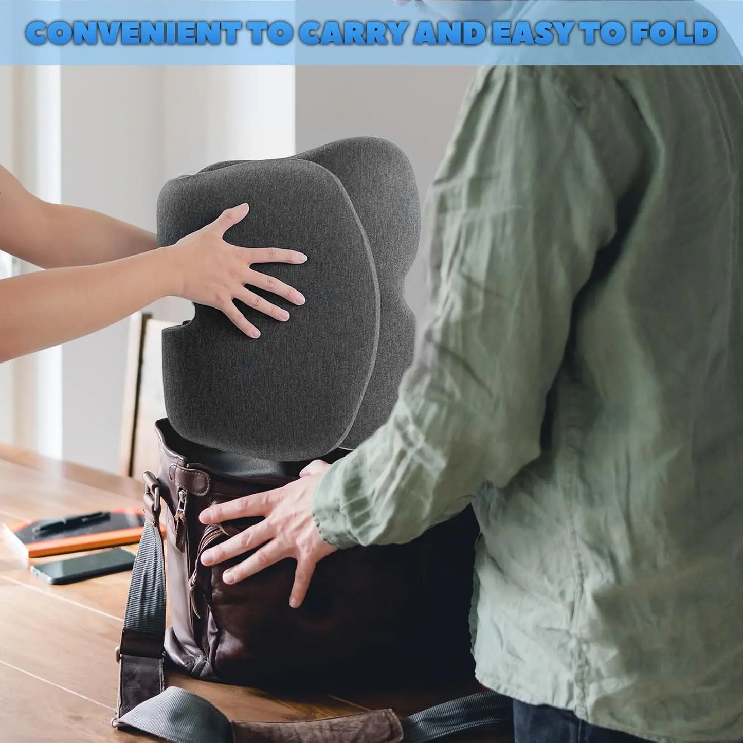 Memory Foam Seat Cushion With Backrest For Office Chair