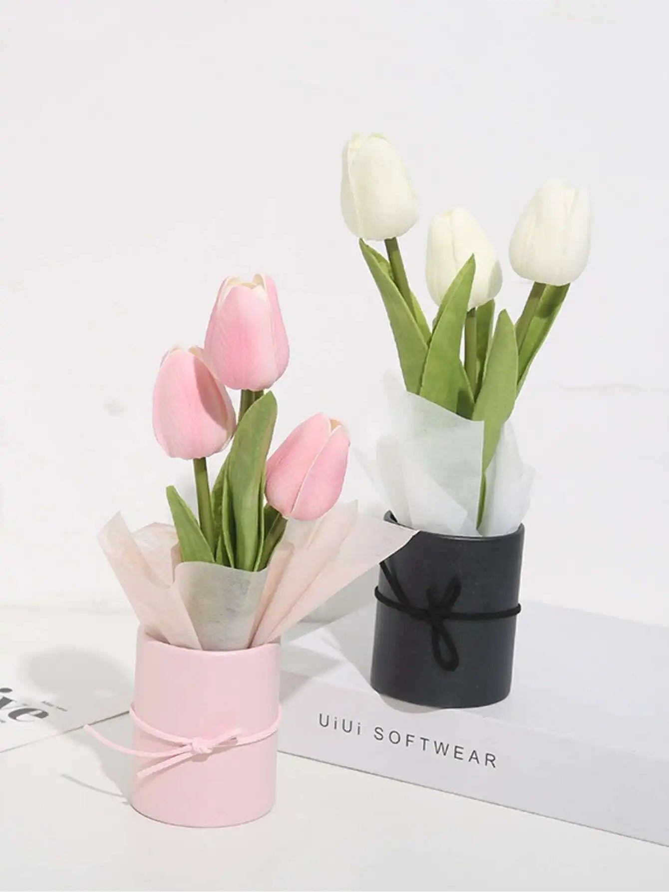 Tulip Hug Bucket Bouquet Set Gift For Mom Home Decor