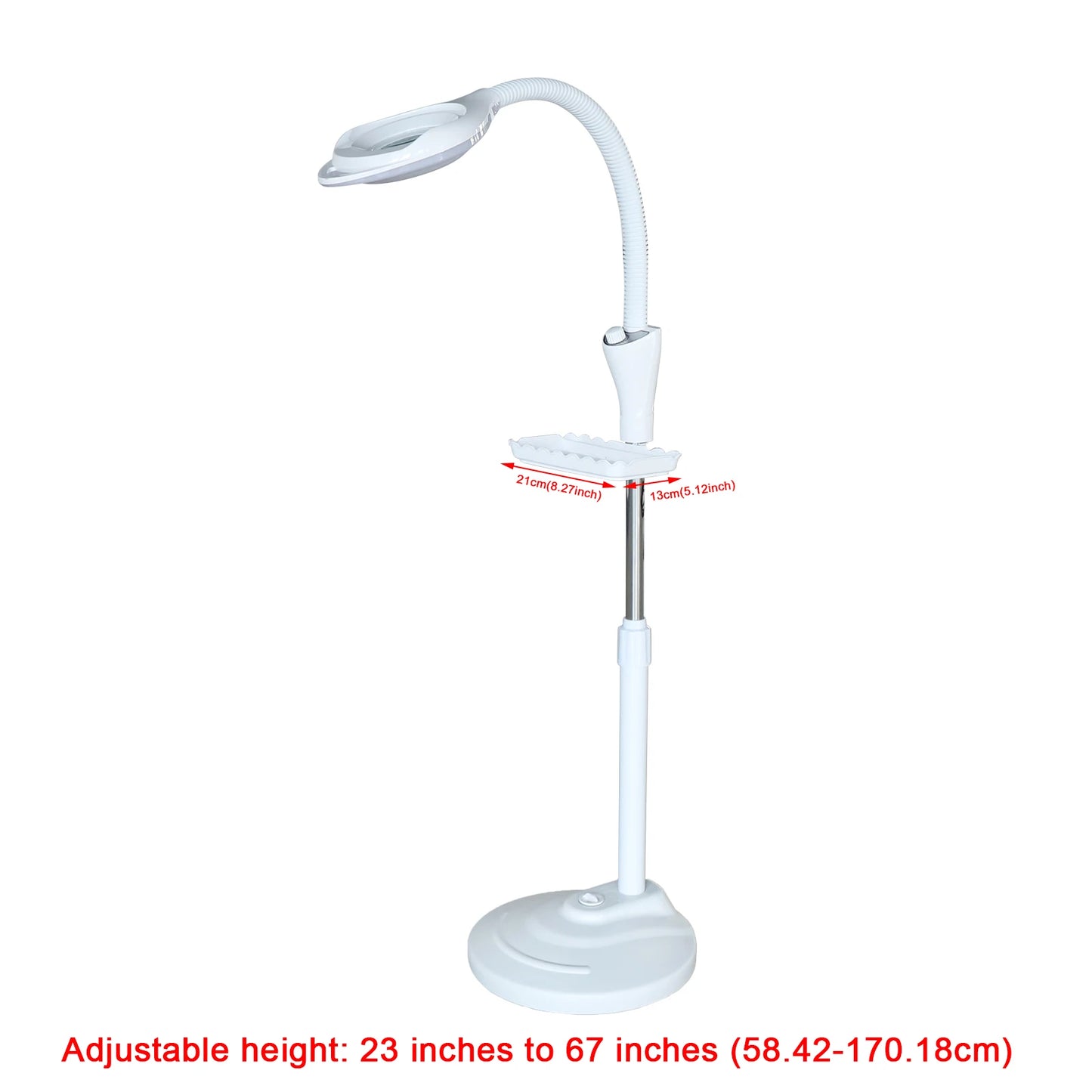 16X Magnifying LED Floor Stand Lamp with Adjustable Height and Brightness for Tattoo and Beauty Salon Use 58W
