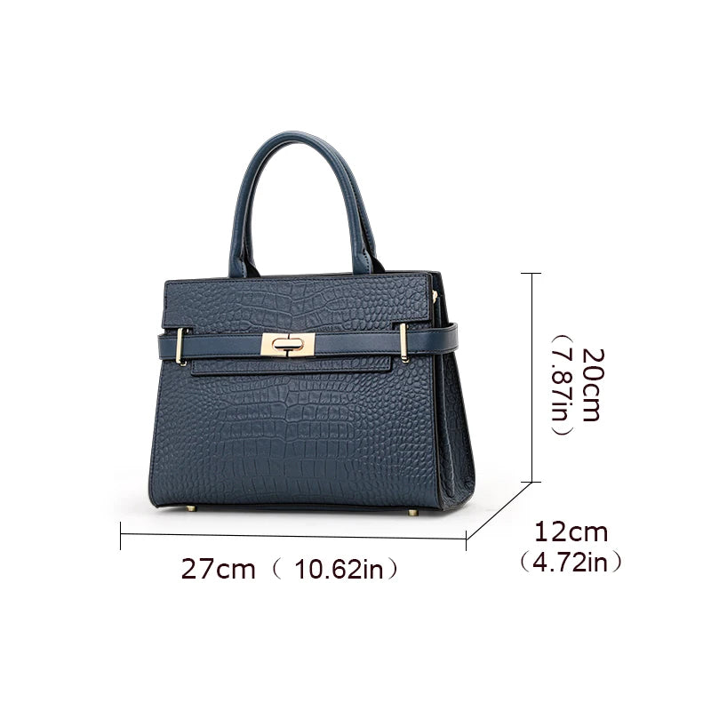 Aidrani Authentic Leather Crocodile Pattern Handbag For Women Spacious Interior