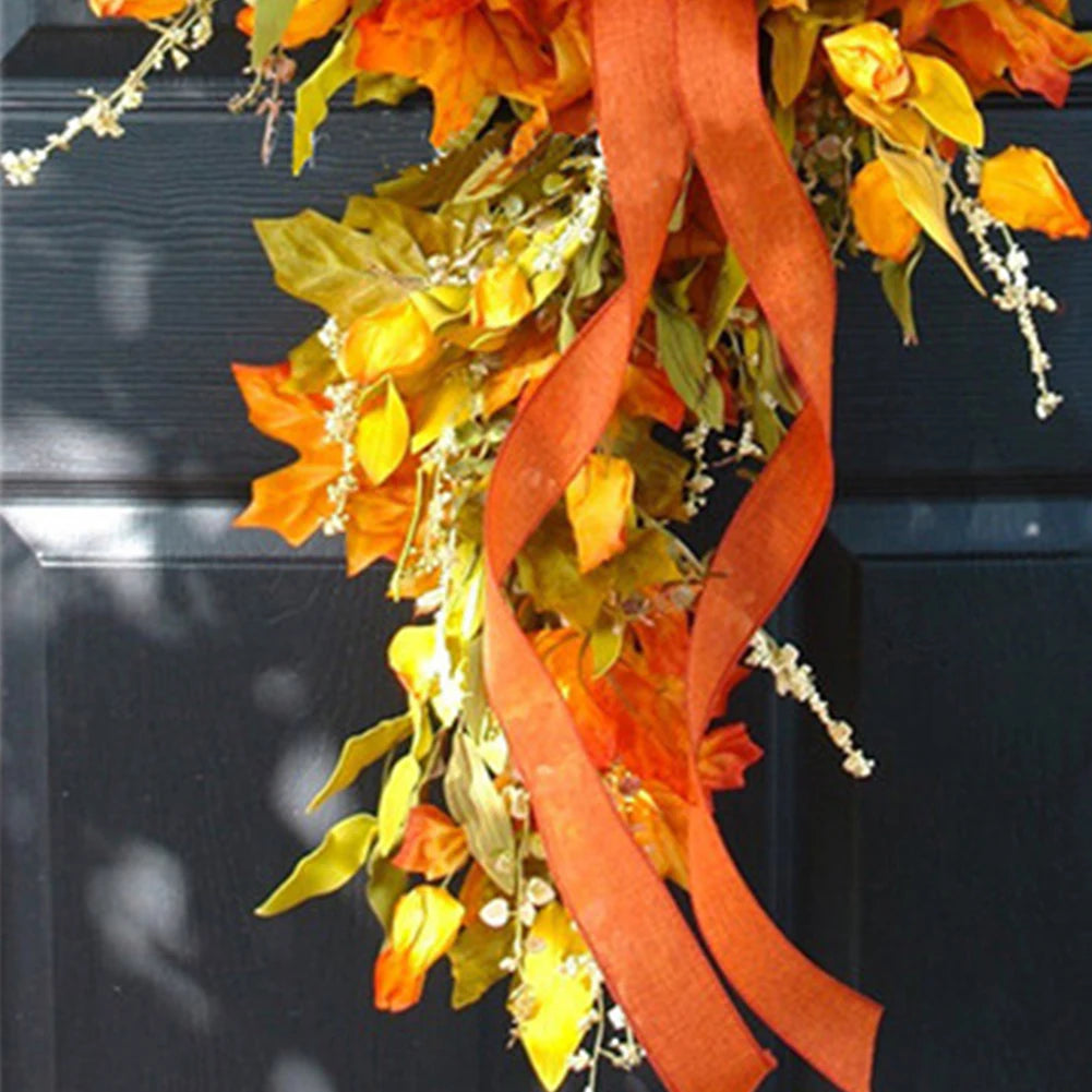 Thanksgiving Farmhouse Wreath Autumn Scene Decor Maple Leaf