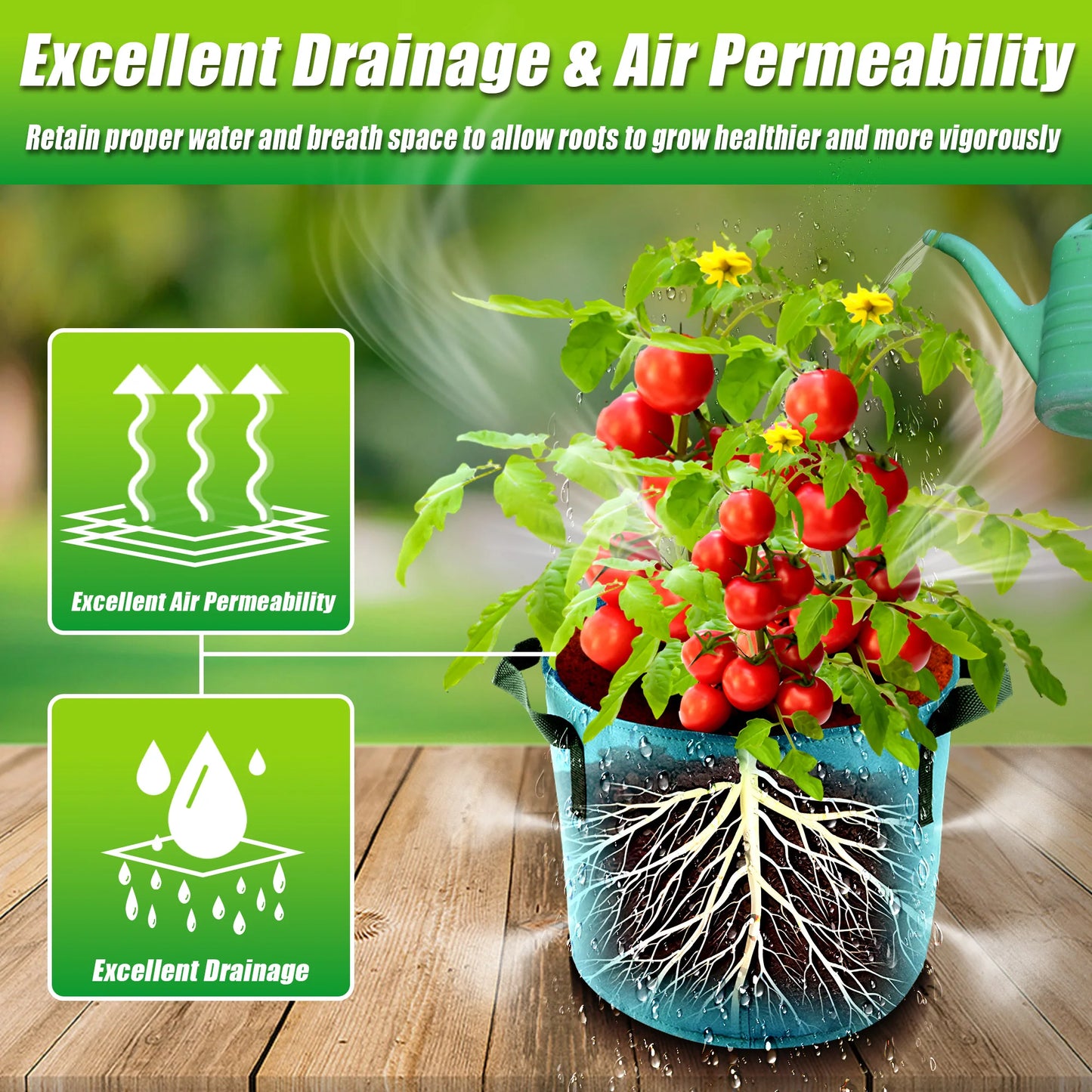 Durable Fabric Grow Bags With Handles For Garden And Balcony