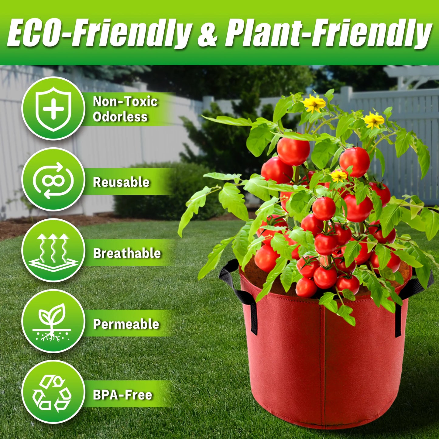 Durable Fabric Grow Bags With Handles For Garden And Balcony