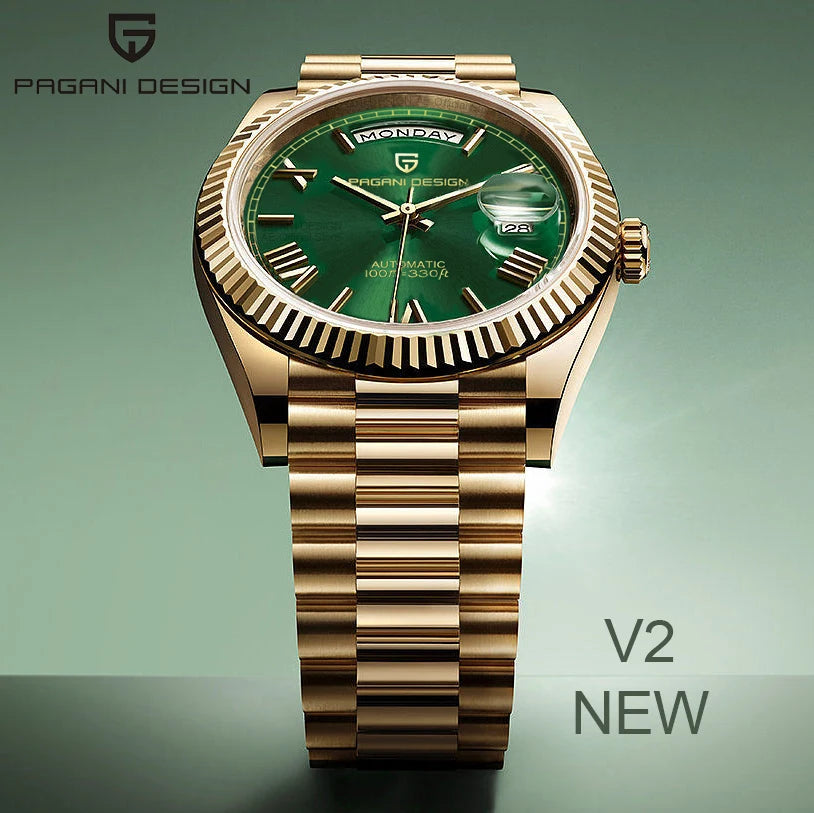 Pagani Design DD36 Gold Green V2 Men's Mechanical Luxury Automatic Watch 2024 New AR Sapphire Glass Wrist Watch