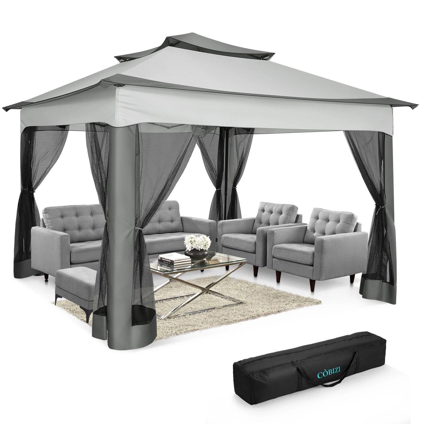Pop Up Gazebo With Mosquito Netting For Outdoor Patio
