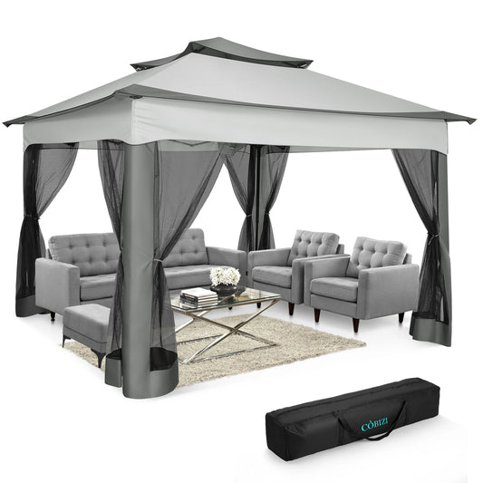 Pop Up Gazebo With Mosquito Netting For Outdoor Patio