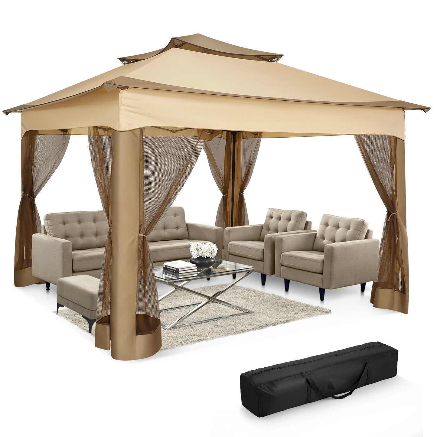 Pop Up Gazebo With Mosquito Netting For Outdoor Patio