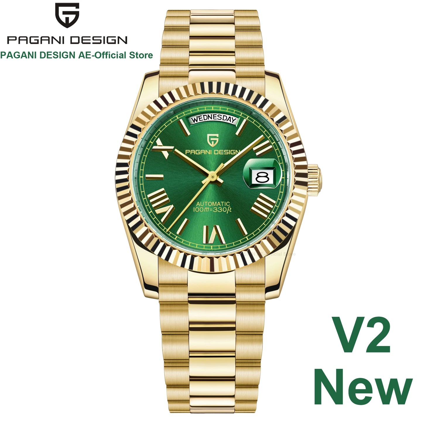 Pagani Design DD36 Gold Green V2 Men's Mechanical Luxury Automatic Watch 2024 New AR Sapphire Glass Wrist Watch