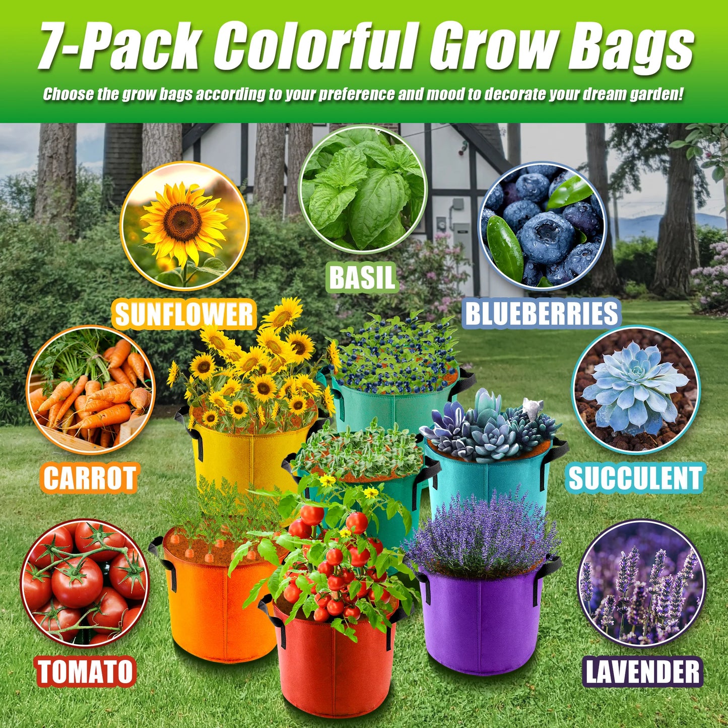 Durable Fabric Grow Bags With Handles For Garden And Balcony