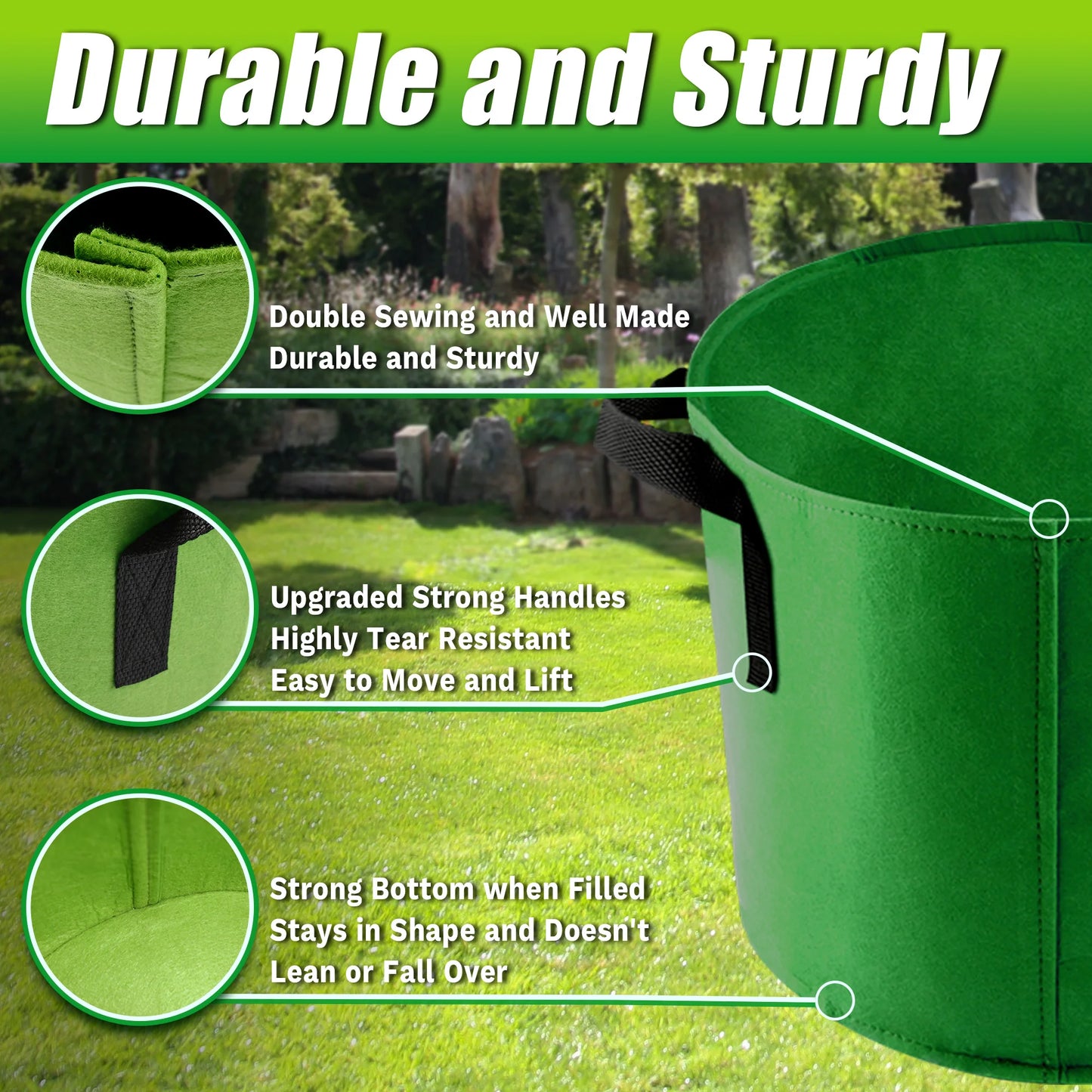 Durable Fabric Grow Bags With Handles For Garden And Balcony