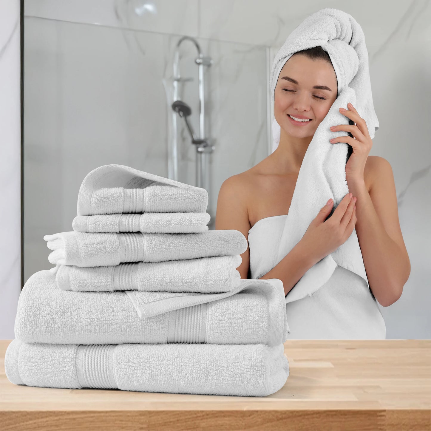Lux Decor Six Piece Bath Towel Set Ultra Soft Cotton